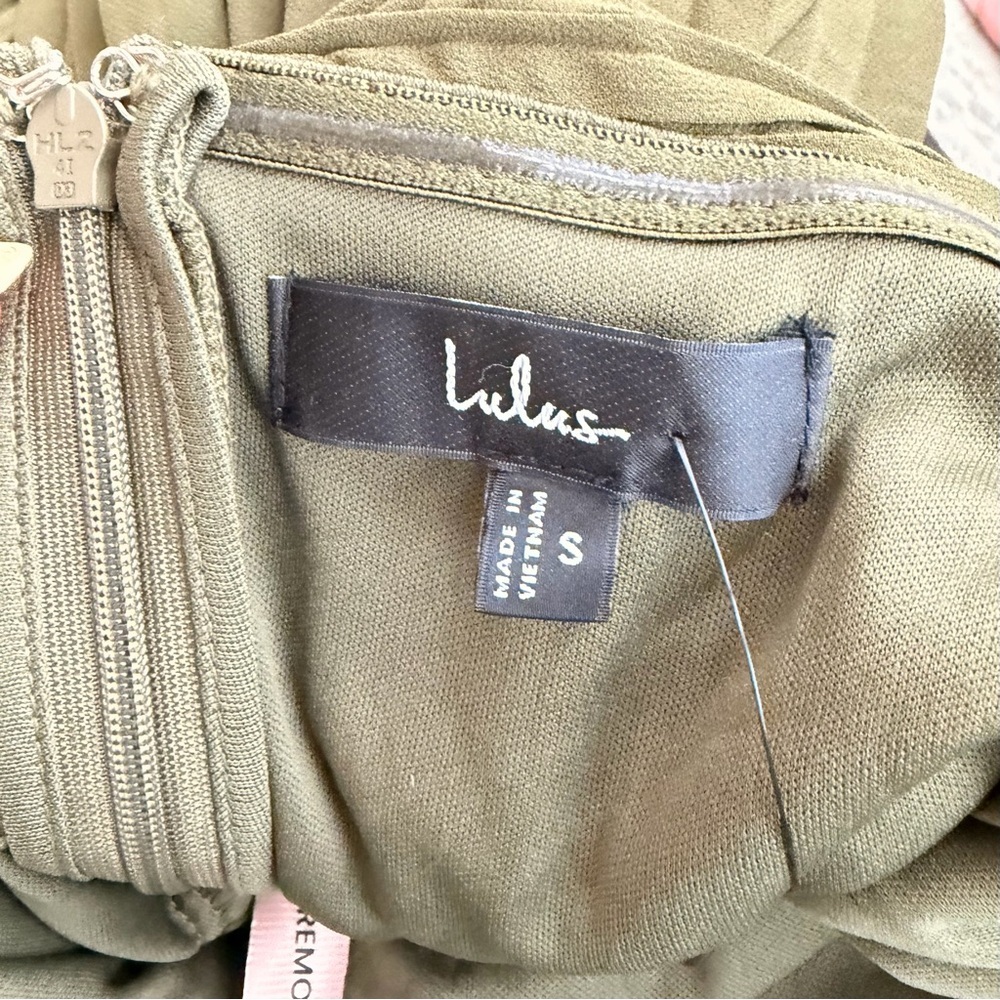 NWT Lulus Seriously Sensational Olive Green Strapless Tiered Maxi Dress - Picture 4 of 4